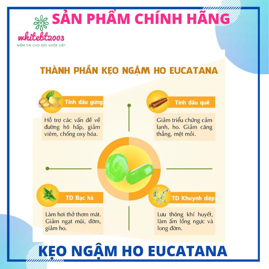 Kẹo ngậm ho Eucatana Hộp 100 viên