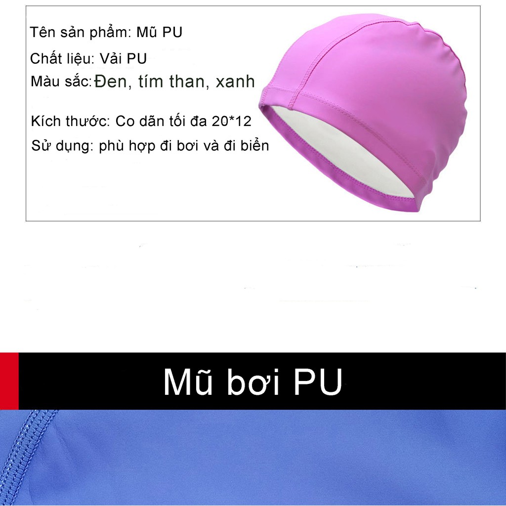 Mũ bơi vải tráng PU màu đen mềm mại nhanh khô dành cho người lớn đi biển đi bơi