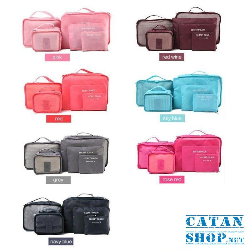 Set 6 Túi Đựng Đồ Du Lịch size lớn, túi sắp xếp quần áo đồ dùng gọn gàng trong vali Chống Thấm