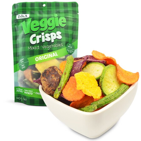 Rau củ sấy giòn ăn liền vị truyền thống DJ&amp;A 90g -Phù hợp ăn chay - New Veggie Mix - DJ&amp;A Veggie Crisps