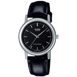 (Chính hãng) Đồng hồ Unisex casio MTP Dây da den, mặt đen 3 kim xách tay Nhật Bản