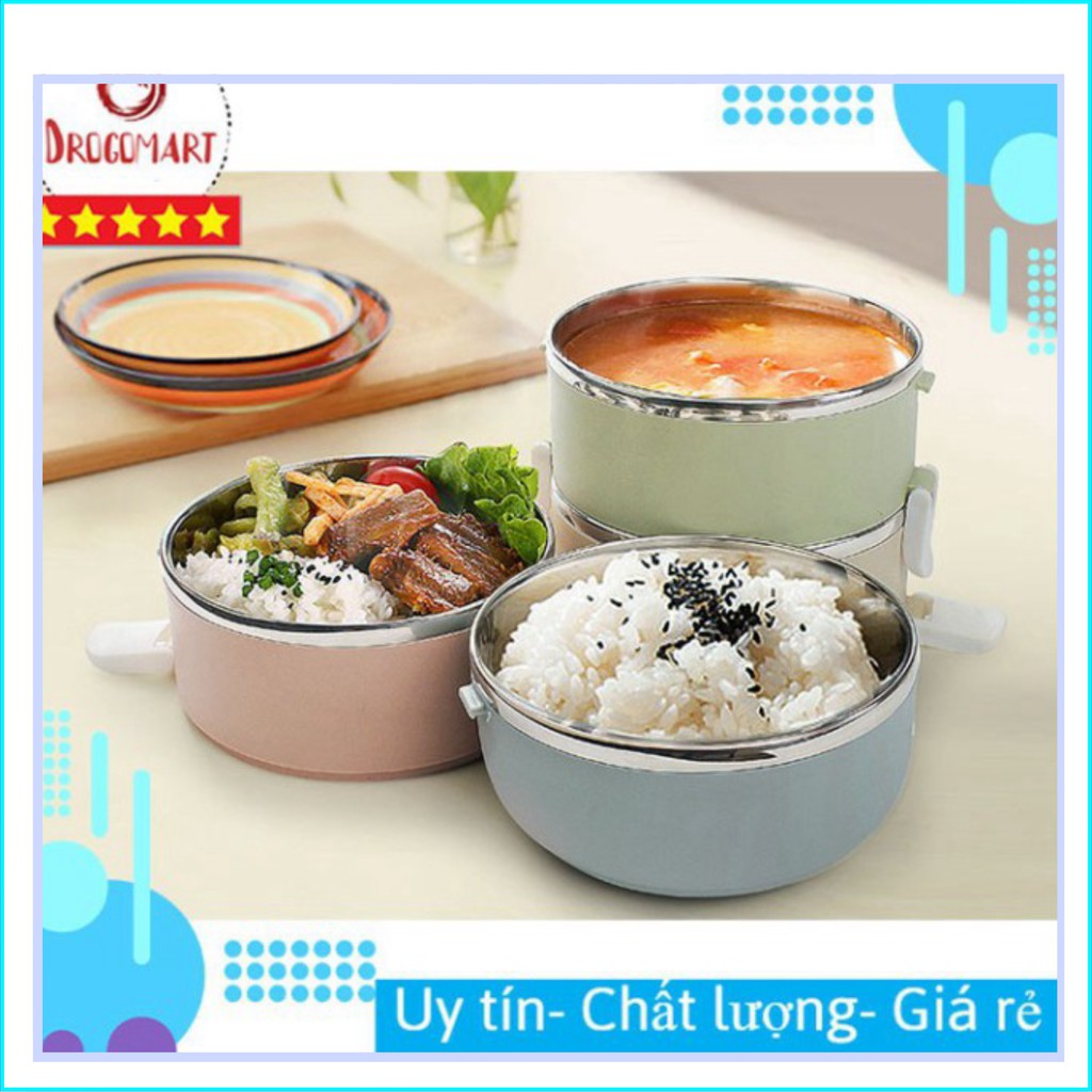 Hộp Đựng Cơm Văn Phòng Giữ Nhiệt, Cặp Lồng Đựng Cơm Bằng Lúa Mạchn Lõi Inox Cao Cấp