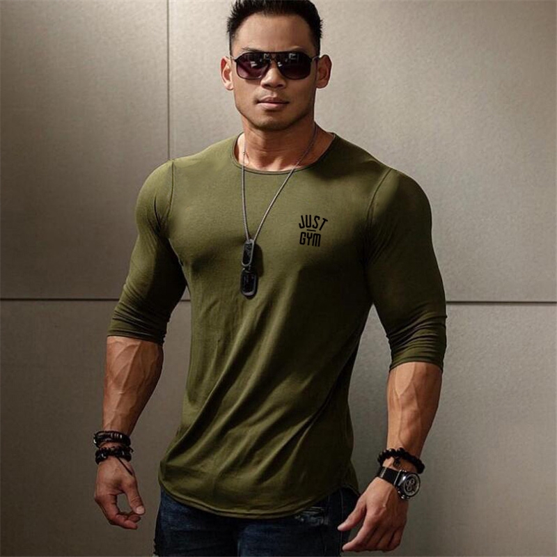 Gyms Sleeve Fitness Fashion Brand Bodybuilding Tshirt Casual Solid Workout Tee Top Men Breathable Sports Long Sleeve T-shirt | BigBuy360 - bigbuy360.vn