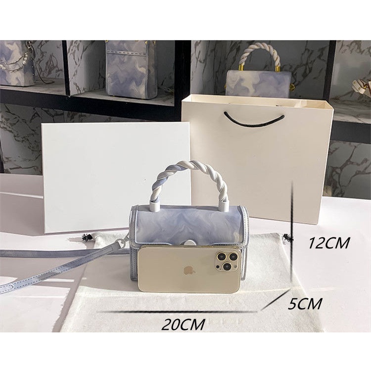 Túi Đeo Chéo Hình Vuông Nhỏ Màu Xanh Dương Thời Trang Mùa Xuân 2022 Dễ Phối Đồ Cao Cấp Cho Nữ