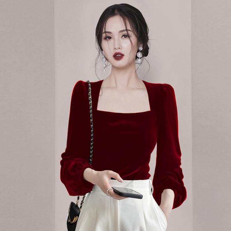 Áo Thun Nữ Dài Tay Cổ Vuông Thời Trang Mùa Thu