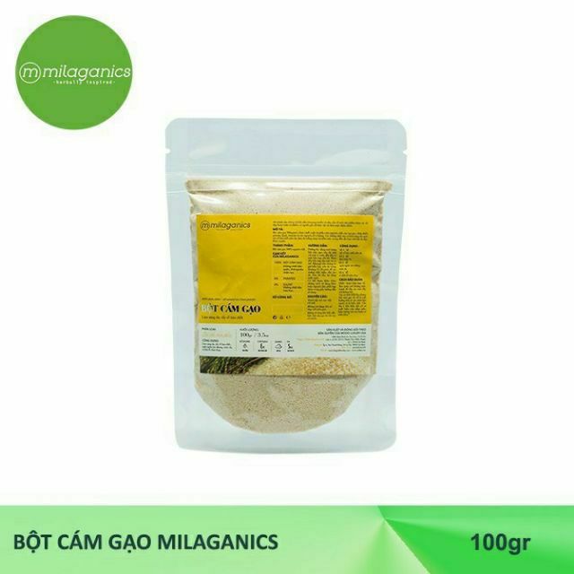 Bán sỉ Bột Cám Gạo Nguyên Chất Milaganics 100g