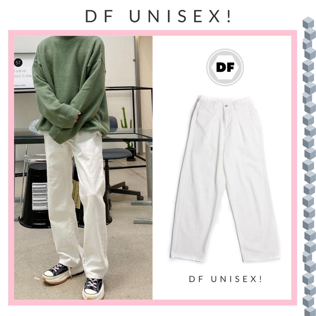 Quần Jean Baggy Nam Ống Suông Rộng Quần Jean Trắng hottrend Ulzzang Hàn Quốc | DFUNISEX