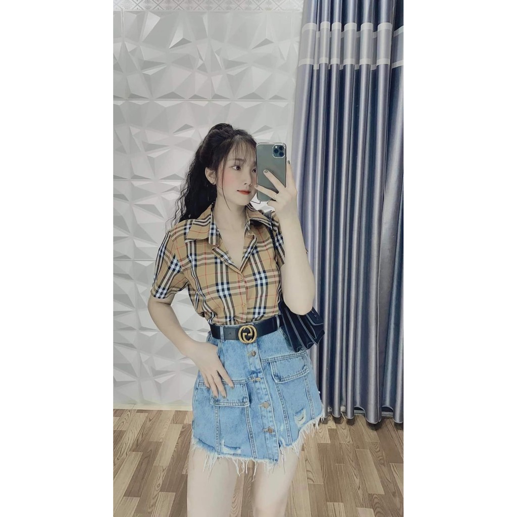 Áo sơ mi kẻ caro cộc tay | BigBuy360 - bigbuy360.vn