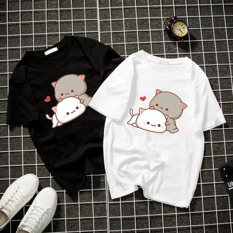 (SALE 50%)Áo thun  đôi - áo cặp unisex chibi mèo dễ thương - Giá chỉ 1 áo  ྇