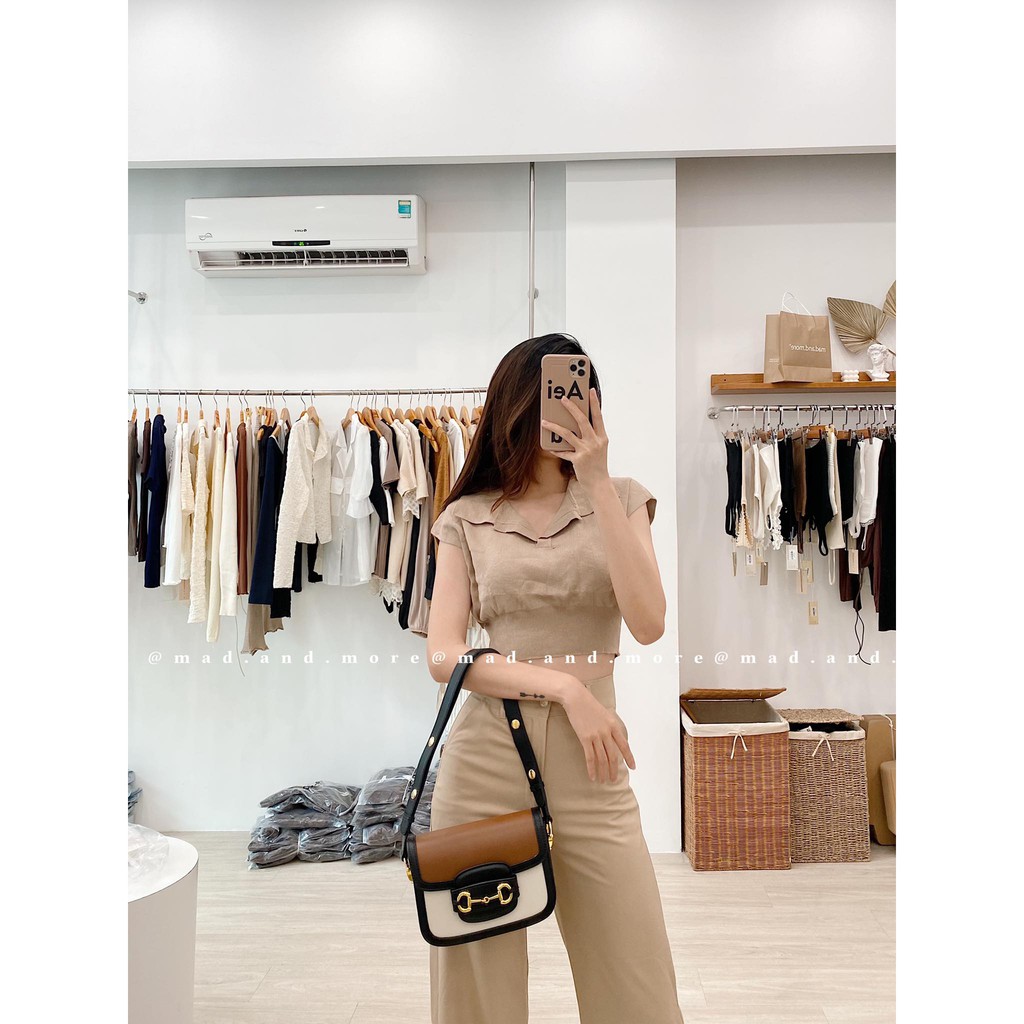 crop polo cộc tay đen - trắng - nude | BigBuy360 - bigbuy360.vn