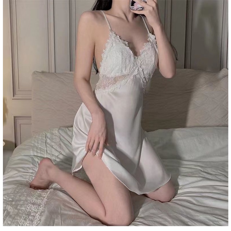 Đầm ngủ 2 dây lụa satin bigsize, váy mặc mặc nhà dễ thương MS2112