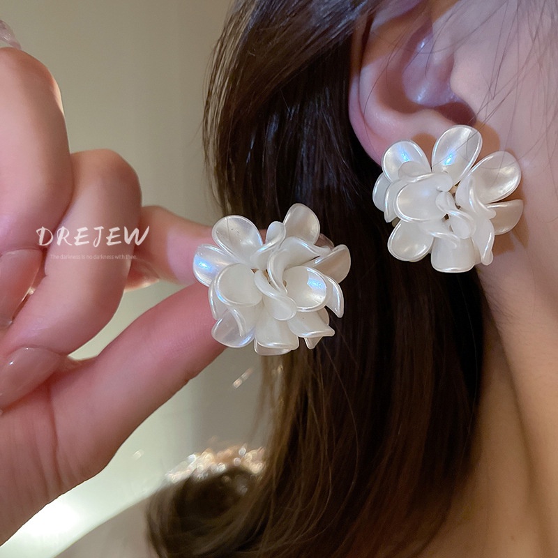 DREJEW Khuyên Tai Bạc Nhỏ Xinh Hình Hoa Phong Cách Mori Thời Trang Cho Nữ
