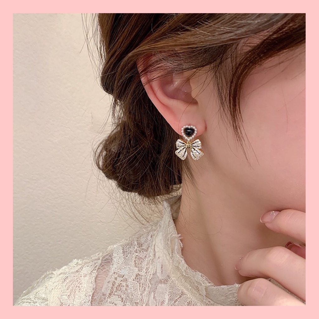 [Mới 2022] Khuyên Tai Cao Cấp Kiểu Dáng Trái Tim Đính Đá Sang Trọng Phong Cách Công Chúa Thanh Lịch Mã Số BT015.
