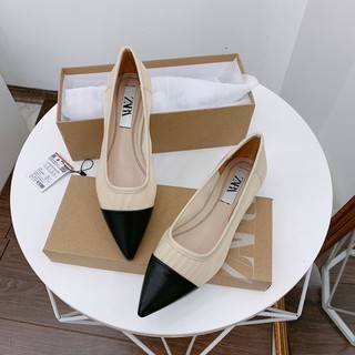 Giầy búp bê lưới mix mũi da zara fullbox