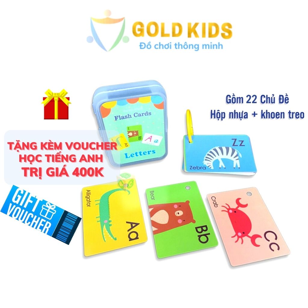 Thẻ học thông minh Flashcard Tiếng Anh 22 chủ đề từ vựng-Đồ chơi thông minh Gold Kids-Glenn Doman Giáo dục sớm cho bé