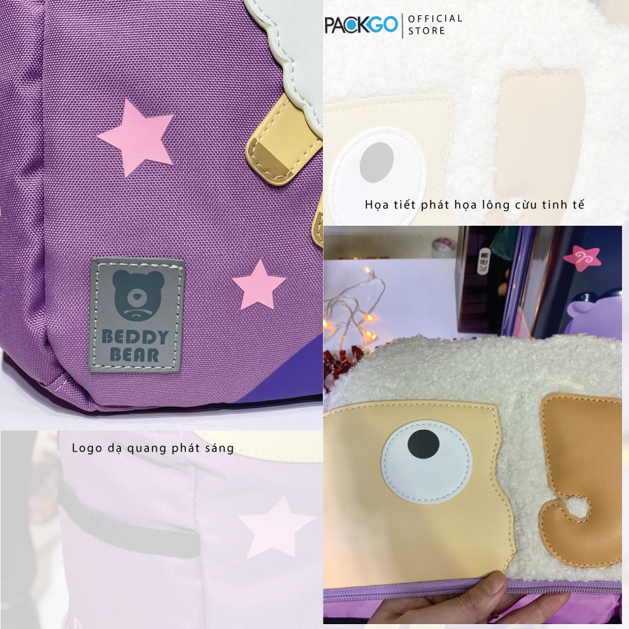 Balo cho Bé gái từ 4 tuổi học mầm non nhà trẻ Thương hiệu BeddyBear Beddy Bear con Cừu Thiết kế chống gù lưng cho Bé