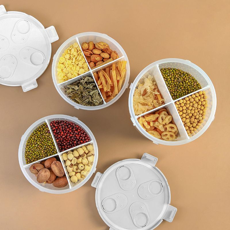 Hộp Nhựa 4 Ngăn Đựng Ngũ Cốc / Ngũ Cốc Tiện Dụng Cho Nhà Bếp