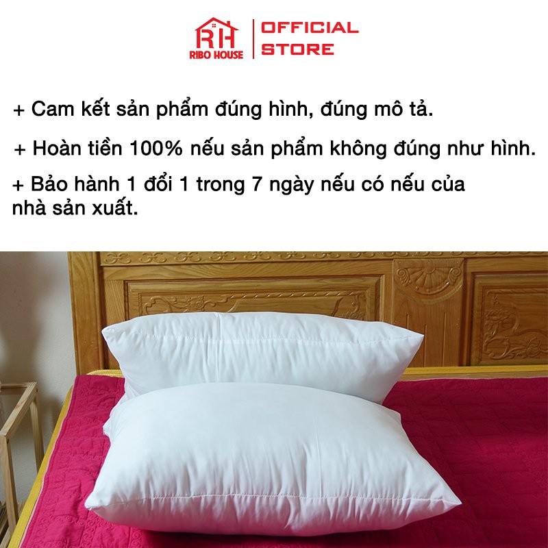 Ruột gối ép hơi đơn RIBO HOUSE lõi bông cao cấp loại to 50x70 cm mềm êm đầu ngủ ngon hơn RGH6