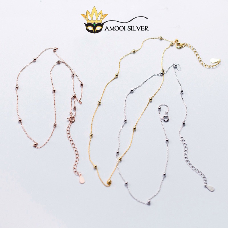 Dây chuyền choker bạc S925 bi - Amooi Silver AD09