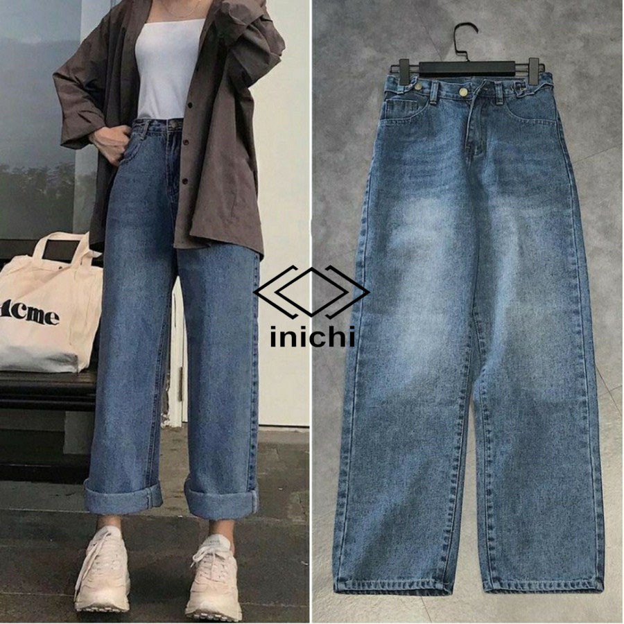 Quần Jean nữ INICHI Q855 ống rộng SIMPLE JEAN lưng ôm chất đẹp