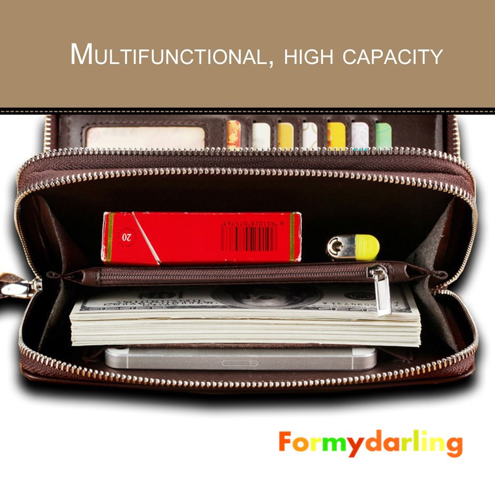 Ví nam dài chất da có khoá kéo