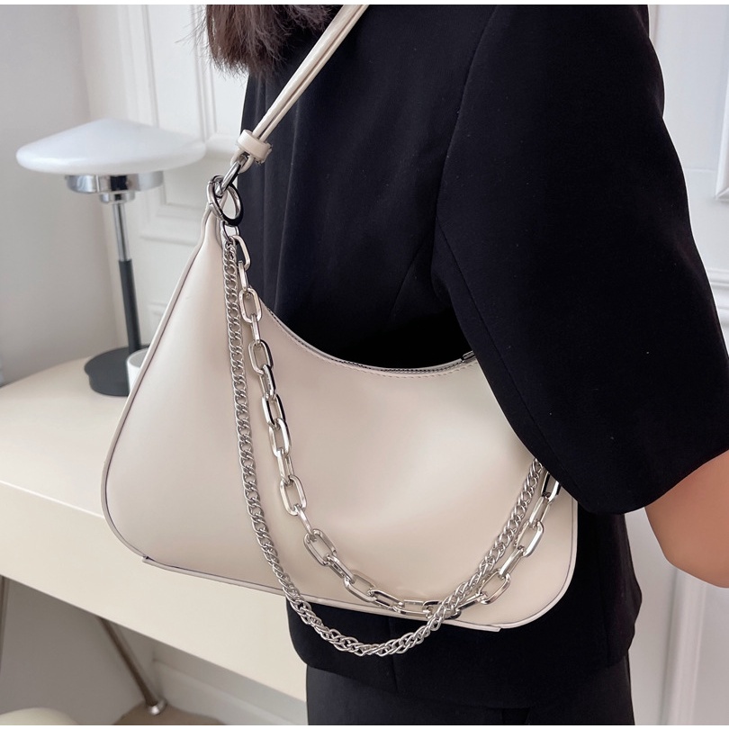 Túi Đeo JASMIN NOIR Chéo Da PU Phối Dây Xích Thời Trang Nữ