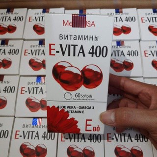 Vitamin E đỏ E-VITA 400 MED USA, giúp làm đẹp da, sáng da, chống oxy hóa, căn bằng nội tiết tố, hộp 60 viên