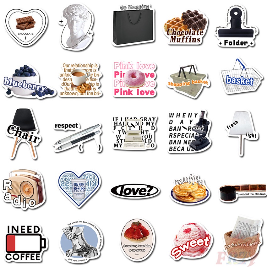 ❉ Nordic Classical Black &amp; White Style Series 02 Stickers ❉ 55Pcs/Set Fashion DIY Waterproof Decals Doodle Stickers