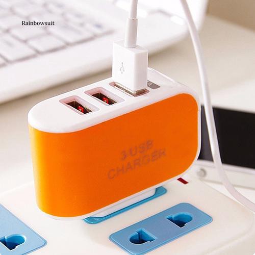 Củ sạc 3 cổng USB có đèn led sử dụng khi đi du lịch