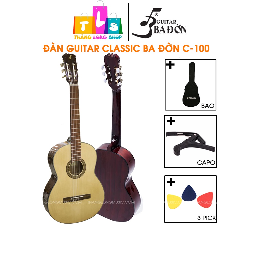 [Chính hãng] Ba Đờn C100 - Đàn guitar Classic Ba Đờn C-100 tặng kèm phụ kiện