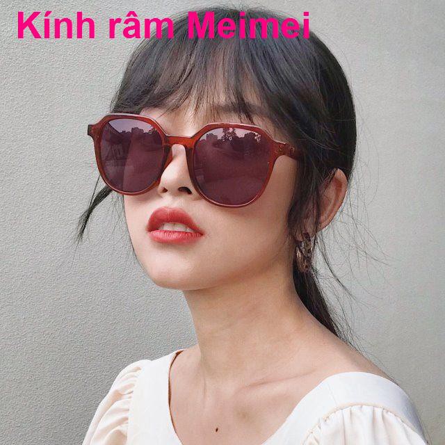 > Kính mùa hè Phiên bản hàn quốc của thủy triều lưới màu đỏ râm nữ mặt to mỏng ins2021 tròn mới đen