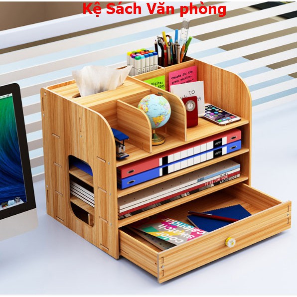 Kệ Sách, Giá Sách Để Bàn Làm Việc Mini bằng gỗ thông minh, đa năng, tiện ích, giá siêu rẻ và đẹp