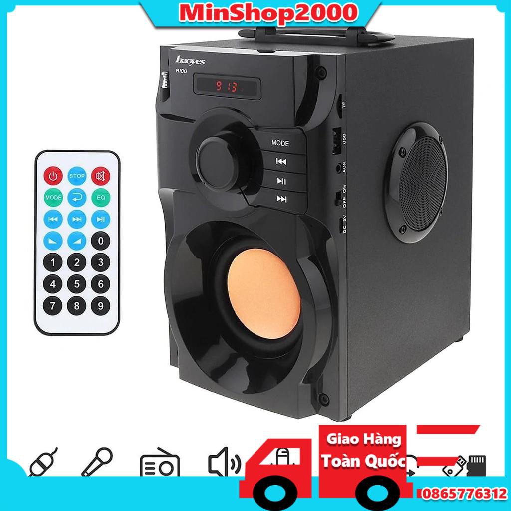 Loa nghe nhạc,Loa Bluetooth RS A100 âm thanh 3D cực đỉnh, màn hình LCD, Có điều khiển từ xa - Hàng nhập khẩu