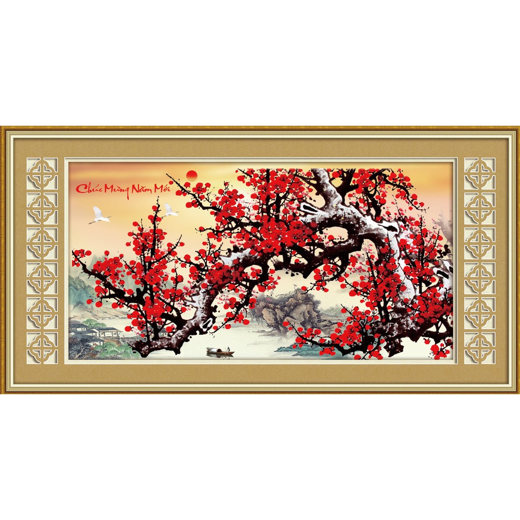 Tranh Thêu Chúc Mừng Năm Mới 88921 67x37cm, chưa thêu