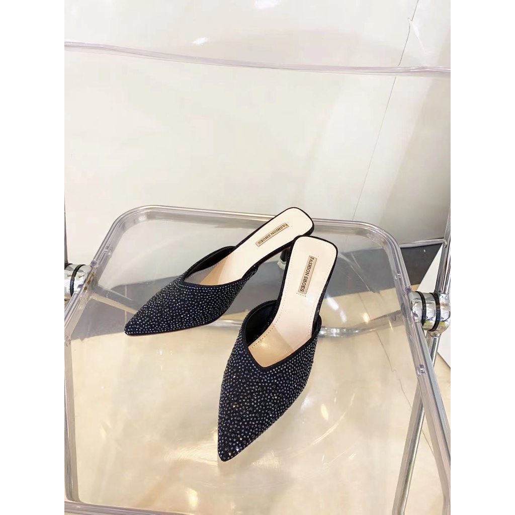 Dép Cao Gót Mũi Nhọn Đính Đá Thời Trang Mùa Hè 2021 | BigBuy360 - bigbuy360.vn