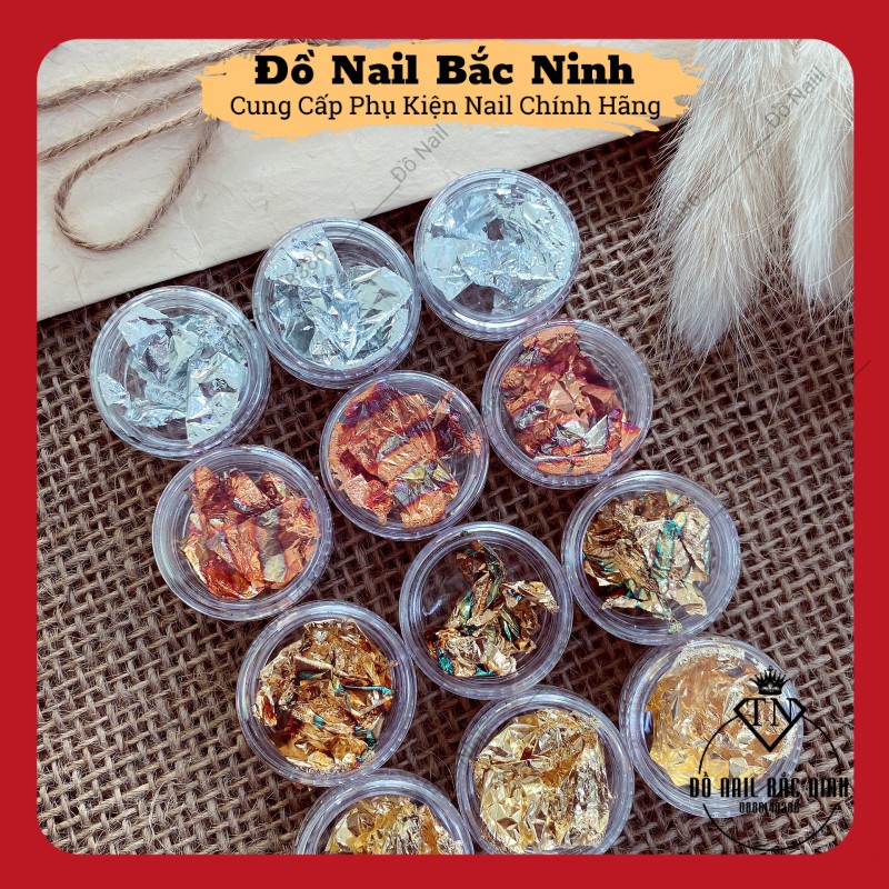 Set Giấy Nhún Vàng Bạc Ẩn Móng Gel Trang Trí Nail 12 Hũ