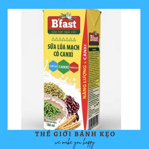 [LỐC 4 HỘP] SỮA LÚA MẠCH B'FAST 180ml x 4