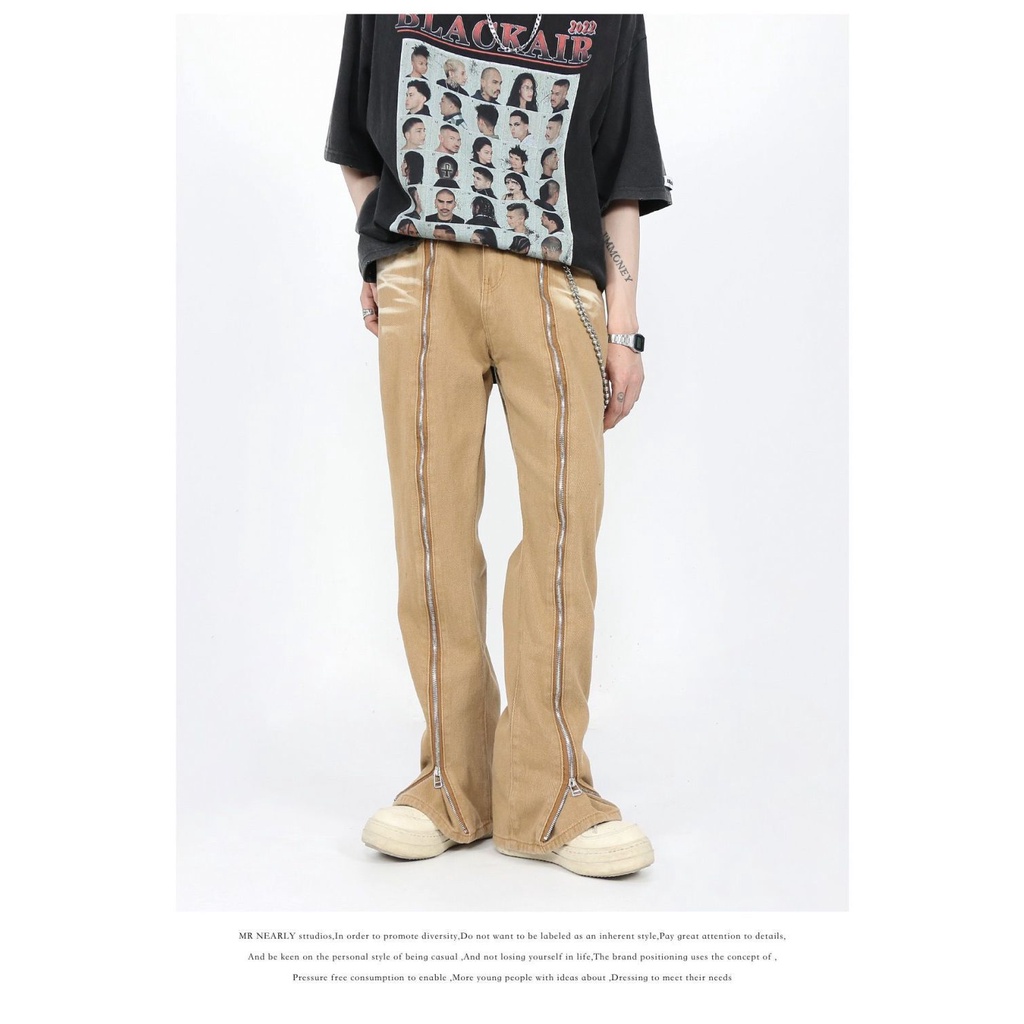 Quần Jean Dài Phối Khóa Kéo Phong Cách Hip Hop Đường Phố Cá Tính Cho Nam