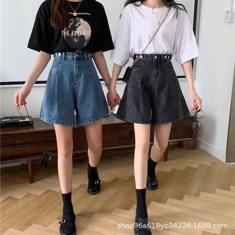 Quần Đùi Jeans Cạp Cao Nữ Phong Cách Ullzang,Quần Short Giữa Eo Chất Bò Cao Cấp