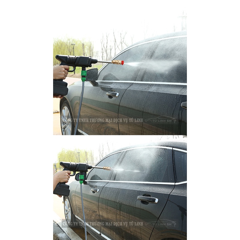 Máy rửa xe áp lực cao, vệ sinh nhà cửa chạy pin sạc Lithiumn gọn gàng, dễ dùng, cơ động