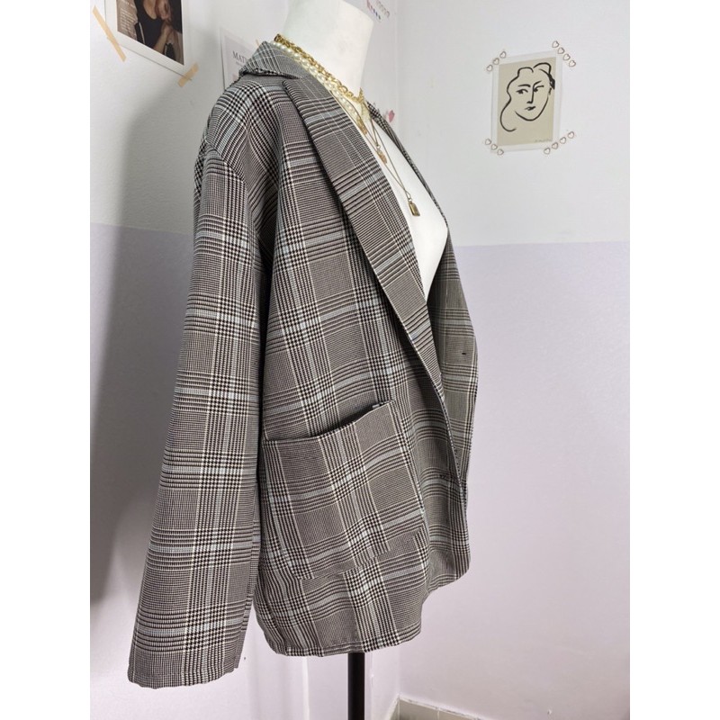 Áo blazer sọc caro Ulzzang
