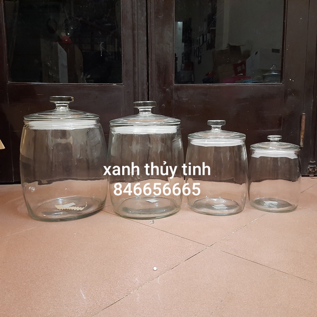 Bình thủy tinh HD12 ngâm hoa quả, ngâm sâm, muối dưa, muối cà, trưng bày - Dung tích 9,6 lít