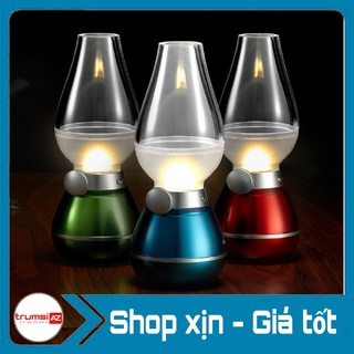 Đèn Thần Aladin Led Điện Tử Cảm Biến Kiểu Đèn Dầu Không Khói Thổi Là Tắt  - Đèn LED Sạc Để Bàn Trang Trí Đẹp Mắt