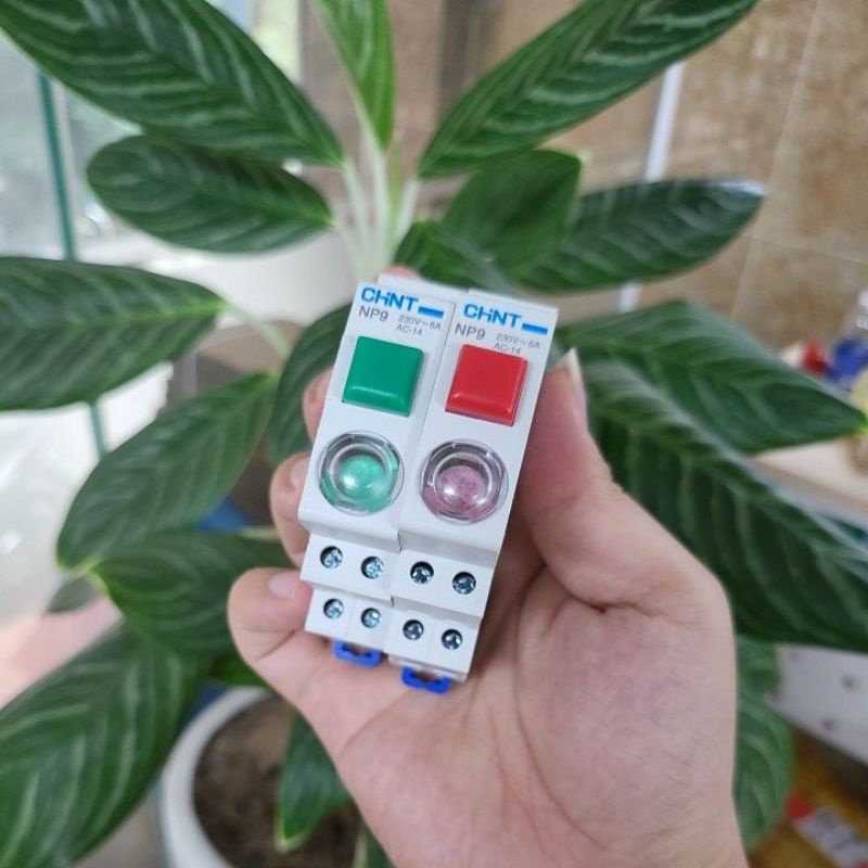 Nút Nhấn Công Tắc Có Đèn Báo Cài Tủ Điện 220V Chint NP9