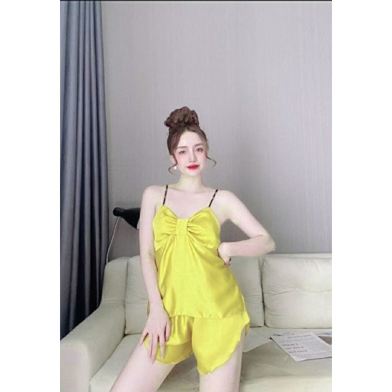 Set Bộ Nữ Satin Mặc Nhà Dễ Thương Nhiều Màu Size 58Kg
