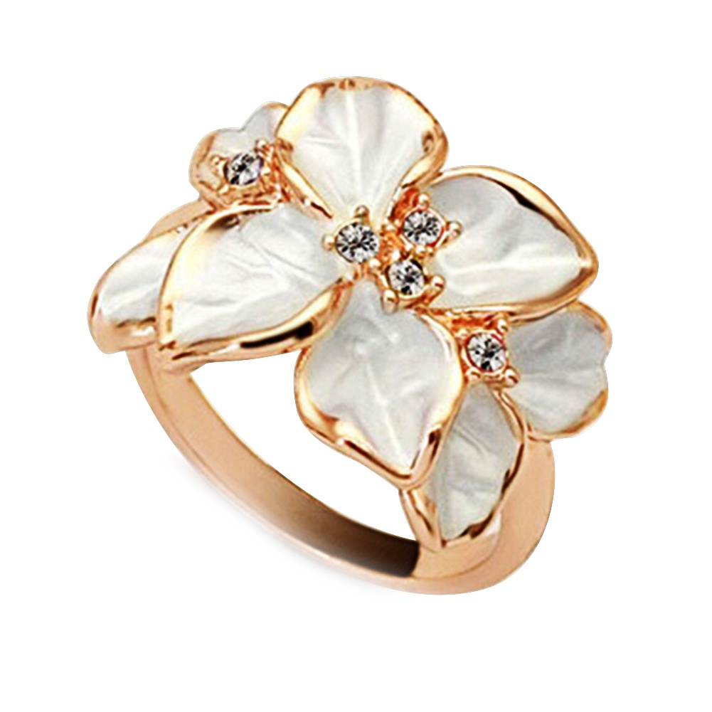 Nhẫn hợp kim thiết kế hình hoa đính đá nhiều màu sắc sang trọng quý phái dành cho nữ