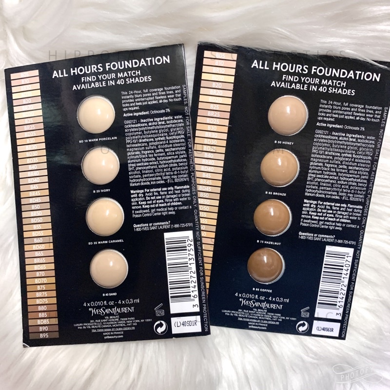 🌹 YSL Yves Saint Laurent All Hours Foundation - Sample kem nền trang điểm 4 màu