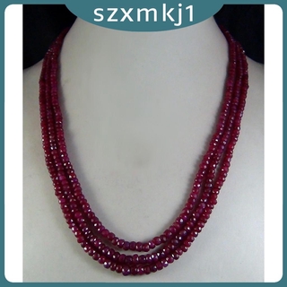 Nhìn vào vòng cổ tuyên bố hạt đá quý mặt tự nhiên 3x4mm 3 sợi