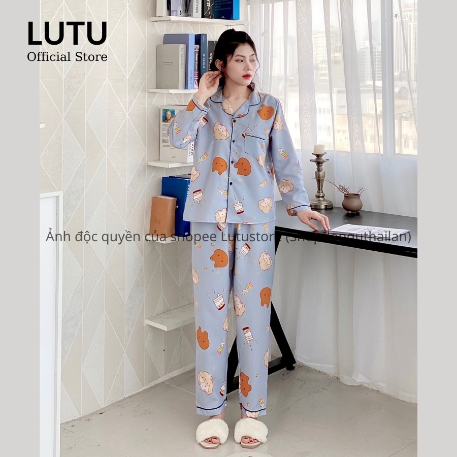 Bộ ngủ pijama áo dài quần dài chất Kate Thái