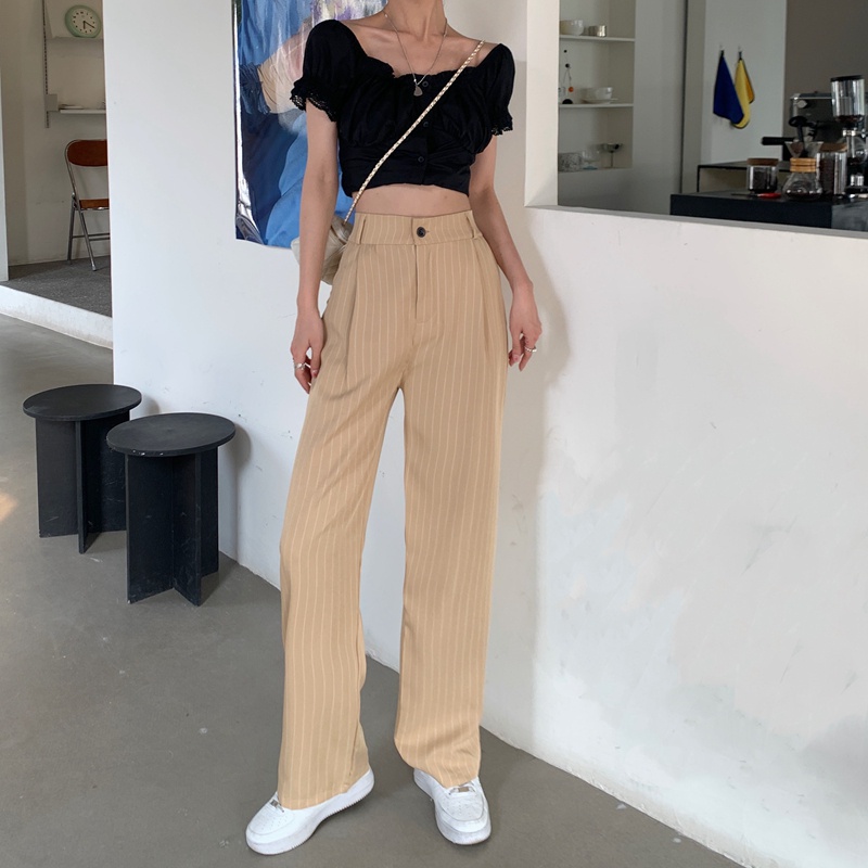 SUXI Quần ống rộng Họa Tiết Sọc Thời Trang Cho Nữ